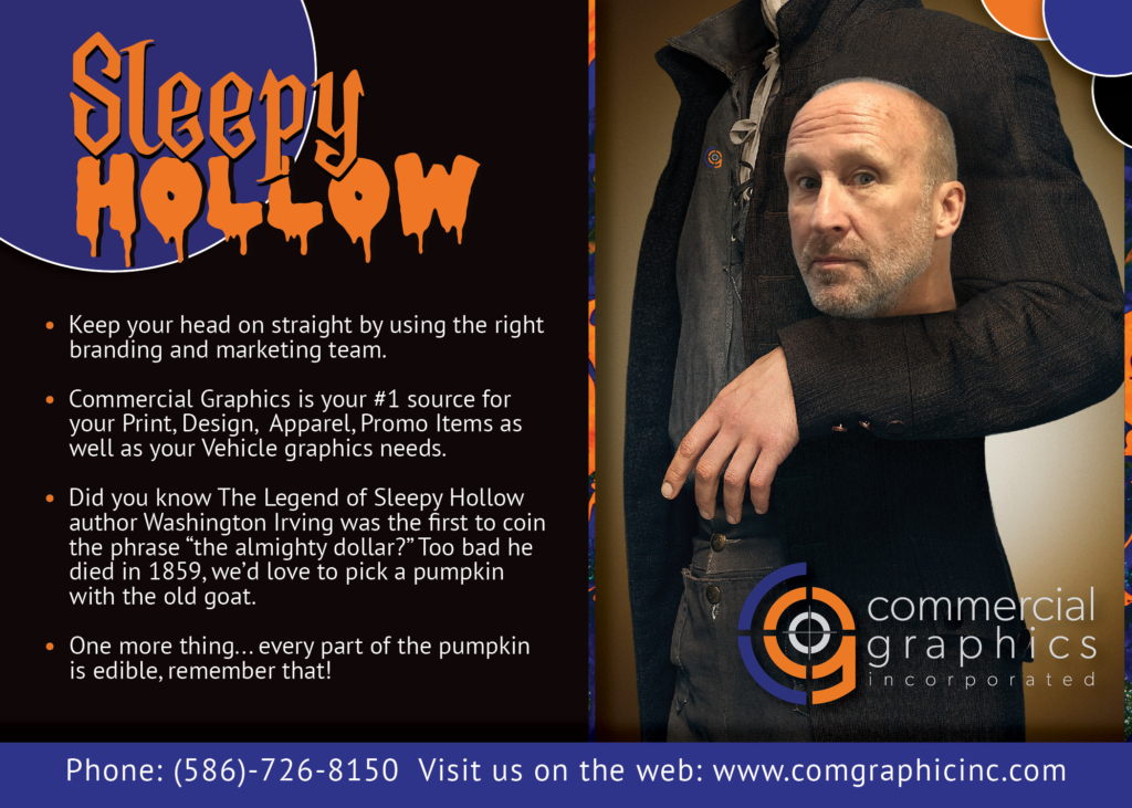 Halloween Themed- Postcard. Commercial Graphics Boss on Sleepy Hollow