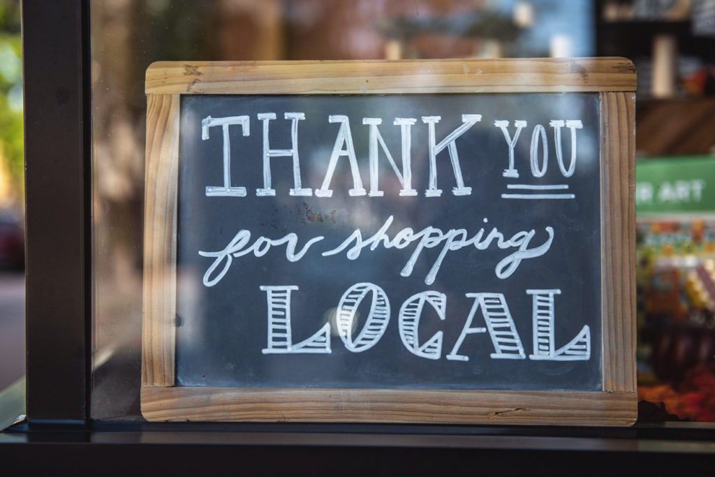 Chalkboard Sign That Says Thank You for Shopping Local