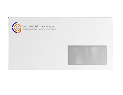 White envelope with custom company logo
