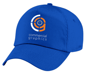 Blue baseball cap with custom logo