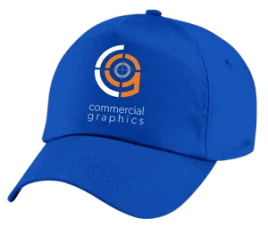 Blue baseball cap with custom logo